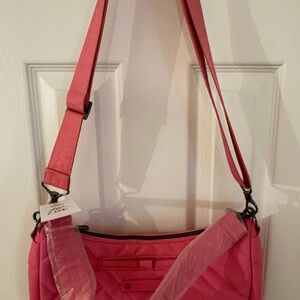 NWT Lug Matte Luxe Shoulder Bag with Cross-Body Strap Harmony in Pink Tourmaline